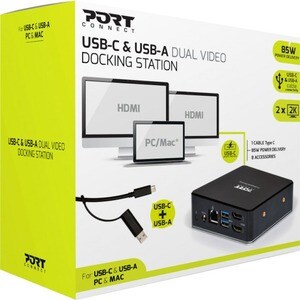 Port Connect USB 3.1 (Gen 1) Type A, USB 3.1 (Gen 1) Type C Docking Station for Mouse, Monitor, Scanner, Printer - 100 W -