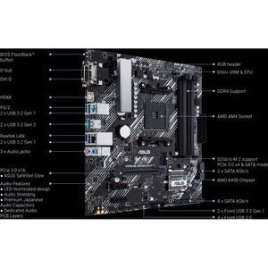Asus Prime B450M-A II Desktop-Mainboard - AMD Chipsatz - Sockel AM4 - Micro ATX - 128 GB DDR4 SDRAM Maximaler Arbeitsspeic