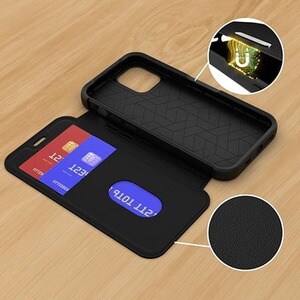 OtterBox Strada Carrying Case (Folio) Apple iPhone 12, iPhone 12 Pro Smartphone - Shadow Black - Drop Resistant, Fingerpri