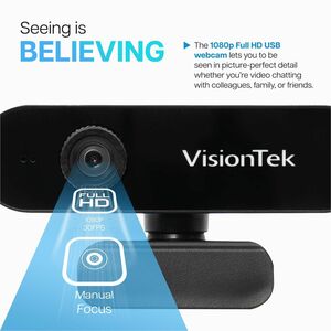 VisionTek VTWC30 Webcam - 1080p - 30 fps - USB 2.0 - 1920 x 1080 Video - CMOS Sensor - Manual Focus - Microphone - Noteboo