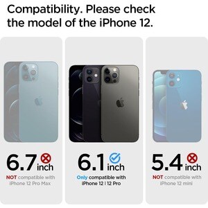 Spigen GLAS.tR EZ Fit Tempered Glass Screen Protector - Transparent - 2 - For LCD iPhone 12, iPhone 12 Pro - Fingerprint R