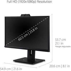 ViewSonic Graphic VG2440V 24 Zoll Class Webcam Full HD LED-Monitor - 16:9 Format - Schwarz - 60,5 cm (23,8 Zoll) Viewable 