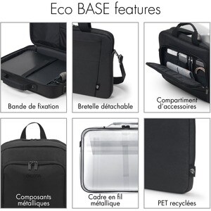 Dicota Eco Tasche für 35,6 cm (14 Zoll) bis 39,6 cm (15,6 Zoll) Notebook - Schwarz - 300D Polyethylene Terephthalate (PET)
