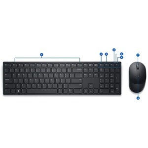Dell Pro KM5221W Tastatur & Maus - QWERTZ - Deutsch - Kabellos, Funk USB, Schwarz - Maus, Optische, Kabellos, Funk, USB, 4