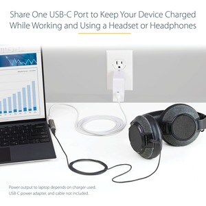 StarTech.com USB C Audio & Charge Adapter, USB-C Audio Adapter, USB C Audio Headset Port and USB Type-C PD Charger, For US