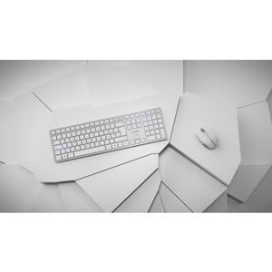 CHERRY DW 9100 Tastatur & Maus - QWERTZ - Deutsch - Tastatur, Kabellos, Bluetooth/RF, 4.0 2,40 GHz USB, Schere, Silber, We