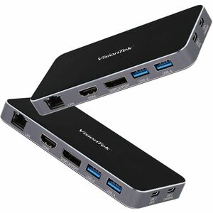 VisionTek VT400 - Dual Display USB-C Docking Station with Power Passthrough - for Notebook - 100 W - USB Type C - 2 Displa