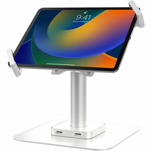 CTA Digital Desk Mount with Integrated 2 Port USB Hub w/ Universal Holder (White) - 7" to 14" Screen Support - 75 x 75, 10