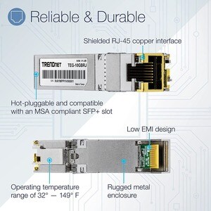 TRENDnet TEG-10GBRJ SFP+ - 1 x RJ-45 10GBase-T Network LAN - For Data Networking - Twisted Pair10 Gigabit Ethernet - 10GBa