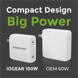 IOGEAR GearPower 100W USB-C GaN Charger - 100 W - 120 V AC, 230 V AC Input - 5 V DC, 9 V DC, 15 V DC, 20 V DC Output - 5 A