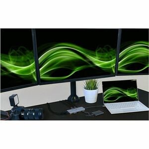 IOGEAR USB-C Triple HD Compact Dock - for Notebook, Tablet, Workstation, Monitor - Charging Capability - Memory Card Reade
