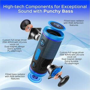 TREBLAB HD77 - Wireless Bluetooth Speaker - 30W Stereo, 20H Battery, IPX7 Waterproof, TWS Mode, Portable Speaker with RGB