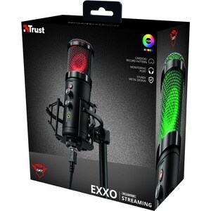 MicrophoneTrust Gaming Exxo 256 - Filaire - Condensateur - 1,80 m - 30 Hz à 18 MHz -36 dB - Cardioïde - Bureau, Pied anti-