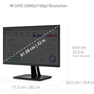 ViewSonic ColorPro VP3256-4K 32" Class 4K UHD LED Monitor - 16:9 - Black - 80 cm (31.5") Viewable - In-plane Switching (IP