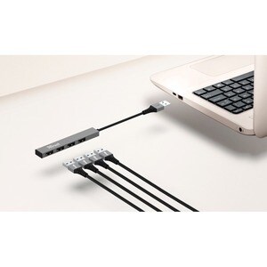 Trust Urban Halyx Mini Hub USB 2.0 à 4 Ports en Aluminium, pour PC, Ordinateur Portable, Mac - Argent
