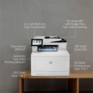 HP LaserJet Enterprise M480f Laser Multifunction Printer - Colour - Copier/Fax/Printer/Scanner - 27 ppm Mono/27 ppm Color 