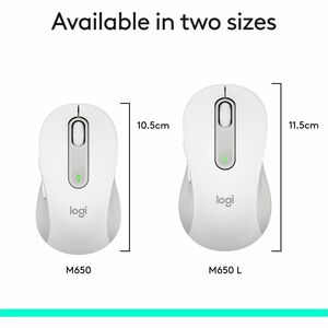 Logitech Signature M650 L Full Size Wireless Mouse - For Large Sized Hands, 2-Year Battery, Silent Clicks, Off-white - Opt