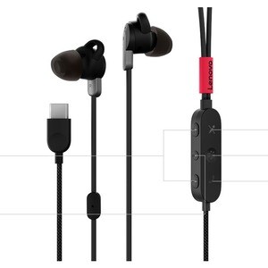 Lenovo Go Wired Earbud Stereo Earset - Thunder Black - Binaural - In-ear - 32 Ohm - 50 Hz to 10 kHz - 120 cm Cable - Noise