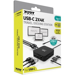 Port Connect USB Type C Docking Station for Notebook/Smartphone - 85 W - 2 Displays Supported - 4K - 3840 x 2160 - 1 x USB