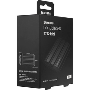 Samsung T7 MU-PE1T0S/WW 1 TB Portable Rugged Solid State Drive - External - Black - Desktop PC, MAC Device Supported - USB