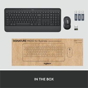 Logitech Signature MK650 Combo For Business - USB Plunger Wireless Bluetooth/RF 5.0 2.40 GHz Keyboard - 118 Key - English 