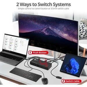 SIIG Dual Host USB-C KVM MST Docking Station - USB C Docking Station, Allows you to connect two laptops of Windows, Mac or