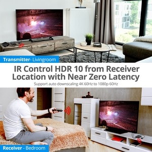 SIIG 4K 60Hz HDMI Over Cat6 Extender with Loopout & IR - HDMI 4K60Hz 4:4:4 8-bit / 4K60Hz HDR 4:2:0 10-bit Extender - Exte