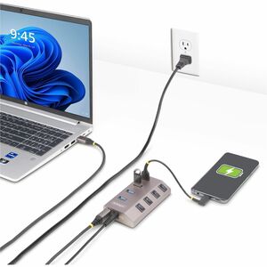Hub USB-C avec Auto-Alimenté à 4 Ports - Hub USB Type C vers USB-A pour PC - Hub USB 3.0 5Gbps avec Alimentation 4 Ports -