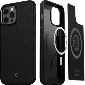 Spigen Mag Armor Case for Apple iPhone 12, iPhone 12 Pro Smartphone - Matte Black - Shock Absorbing, Scratch Resistant - T