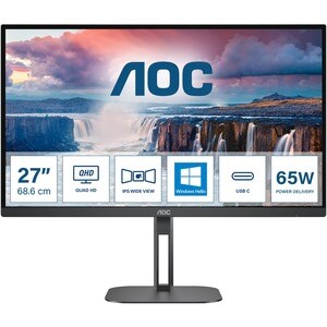 Monitor LCD AOC Q27V5N 68,6 cm (27") WQHD WLED - 16:9 - Negro mate - 685,80 mm Class - Vertical Alignment (VA) - 2560 x 14