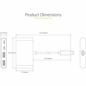 StarTech.com USB Hub - USB 3.2 (Gen 1) Type C - Portable - Space Gray - UASP Support - 4 Total USB Port(s) - PC, iPadOS