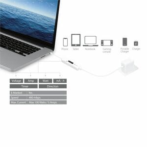 j5create JUCP14 1,22 m USB-C Datentransferkabel - 1 - TAA-konform - Cable for Computer, Ladegerät, Telefon, Notebook, Tabl