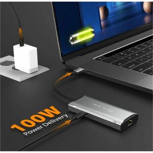 j5create USB 3.2 Gen 1 (3.1 Gen 1) Type-C Docking Station for Notebook - 100 W Power Supply - Grey - 4K - 3840 x 2160 - 2 