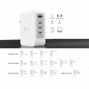 j5create 130 W AC Adapter - Universal Adapter - For USB Type C Device, USB Type A Device, Mobile Phone, Tablet PC, Noteboo