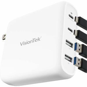 VisionTek 100W GaN II Power Adapter - 4 Port - 100 W - 120 V AC, 230 V AC Input - 5 V DC, 9 V DC, 15 V DC, 20 V DC Output 