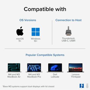 Plugable Thunderbolt 4 & USB4 Quad Display Docking Station With 98W Charging - for Monitor, Notebook, Desktop PC - Memory 