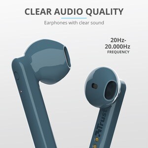 Trust Primo True Wireless Ohrhörer Stereo Ohrhörerset - Blau - Binaural - In-Ear - 20 Hz bis 20 kHz Frequenzgang - 1000 cm