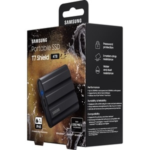 Samsung T7 4 TB Portable Rugged Solid State Drive - External - Black - MAC Device Supported - USB 3.2 (Gen 2) - 1050 MB/s 