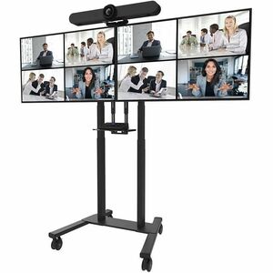 Neomounts Mounting Adapter for Display Screen, Wall Mount, Floor Stand - Black - Height Adjustable - 2 Display(s) Supporte