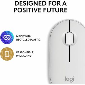 Logitech Pebble 2 M350s Mouse - Optical - Wireless - Bluetooth - Tonal White - 4000 dpi - Scroll Wheel - 3 Button(s) - Sym