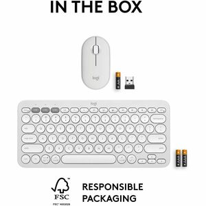 Logitech Pebble 2 Combo, Wireless Keyboard and Mouse, Quiet and Portable, Customizable, Logi Bolt, Bluetooth, Tonal White 