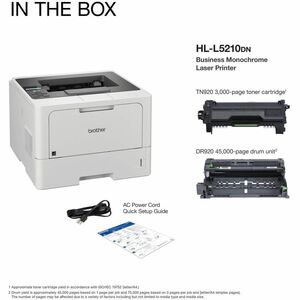 Brother HLL5210DN Desktop Wired Laser Printer - Monochrome - 48 ppm Mono - 1200 x 1200 dpi Print - Automatic Duplex Print 