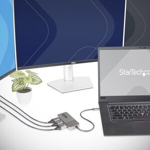 StarTech.com 3-Port USB-C Multi-Monitor Adapter, Type-C to 3x DisplayPort MST Hub, Triple 4K60Hz DP Display Extender / Spl