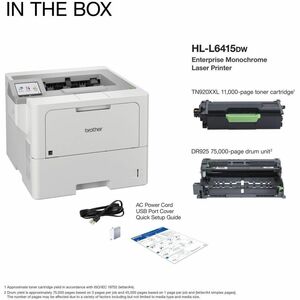 Brother HL-L6415DW Desktop Wireless Laser Printer - Monochrome - 52 ppm Mono - 1200 x 1200 dpi Print - Automatic Duplex Pr