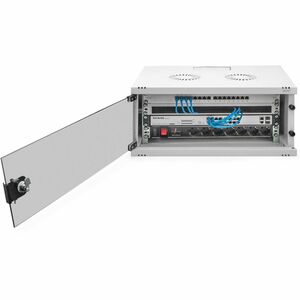 Digitus 4U Wall Mountable Enclosed Cabinet Rack Cabinet for Networking, Equipment - Light Grey - Glass, Sheet Steel - 60 k