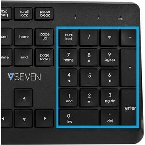 V7 CKW350US 2.4Ghz Wireless Quiet Keyboard and Mouse Combo - US Layout - English (US) - QWERTY - Business - Black - Wirele