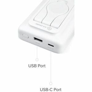 Alogic Power Bank - White - For iPhone 8 - 1 x Type-C 15W, 1 x Type-A 15W - 10000 mAh - 3 A - 5 V DC, 9 V DC, 12 V DC Outp