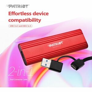 Patriot Memory TRANSPORTER Lite 1 TB Portable Solid State Drive - External - Red - USB 3.2 (Gen 2) Type C - 400 TB TBW