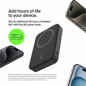 Belkin BoostCharge Pro Power Bank - Black - For Qi2-enabled Device, iPhone - 15 W - Black