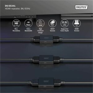 Digitus HDMI-Verlängerung - Schwarz - 1 x USB - 2 x HDMI - 13 m Operating Distance - Metall